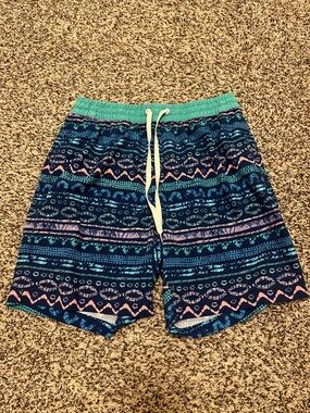 chubbies Teal Elastic Band Swim Trunks